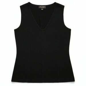 St John Santana Knit Black Sleeveless Sweater Shell Wool Luxury Top Size S New